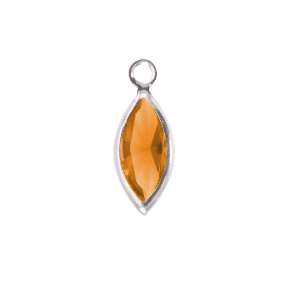 Charms & Solderable Accents Swarovski Crystal Navette Silver Charm (Topaz - NOVEMBER)